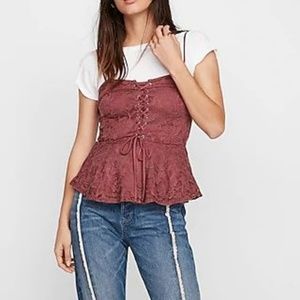 NWT- Lace Corset Peplum Tank